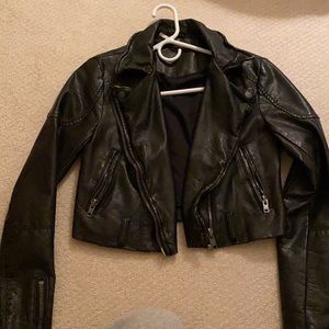 Free people black leather jacket